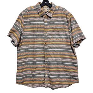 CARBON 2 COBALT Shirt Mens XL Green Tribal Stripes Button Up Knit Casual Preppy